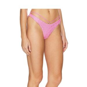 luli fama Strappy Loop Brazilian Scrunch Bottom - PINK/GOLD - small